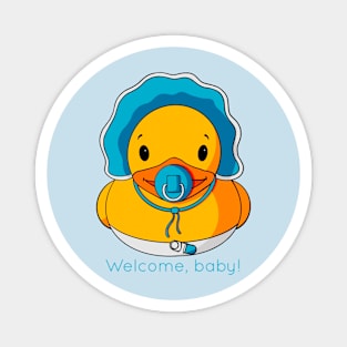 Welcome Baby Boy Rubber Duck Magnet